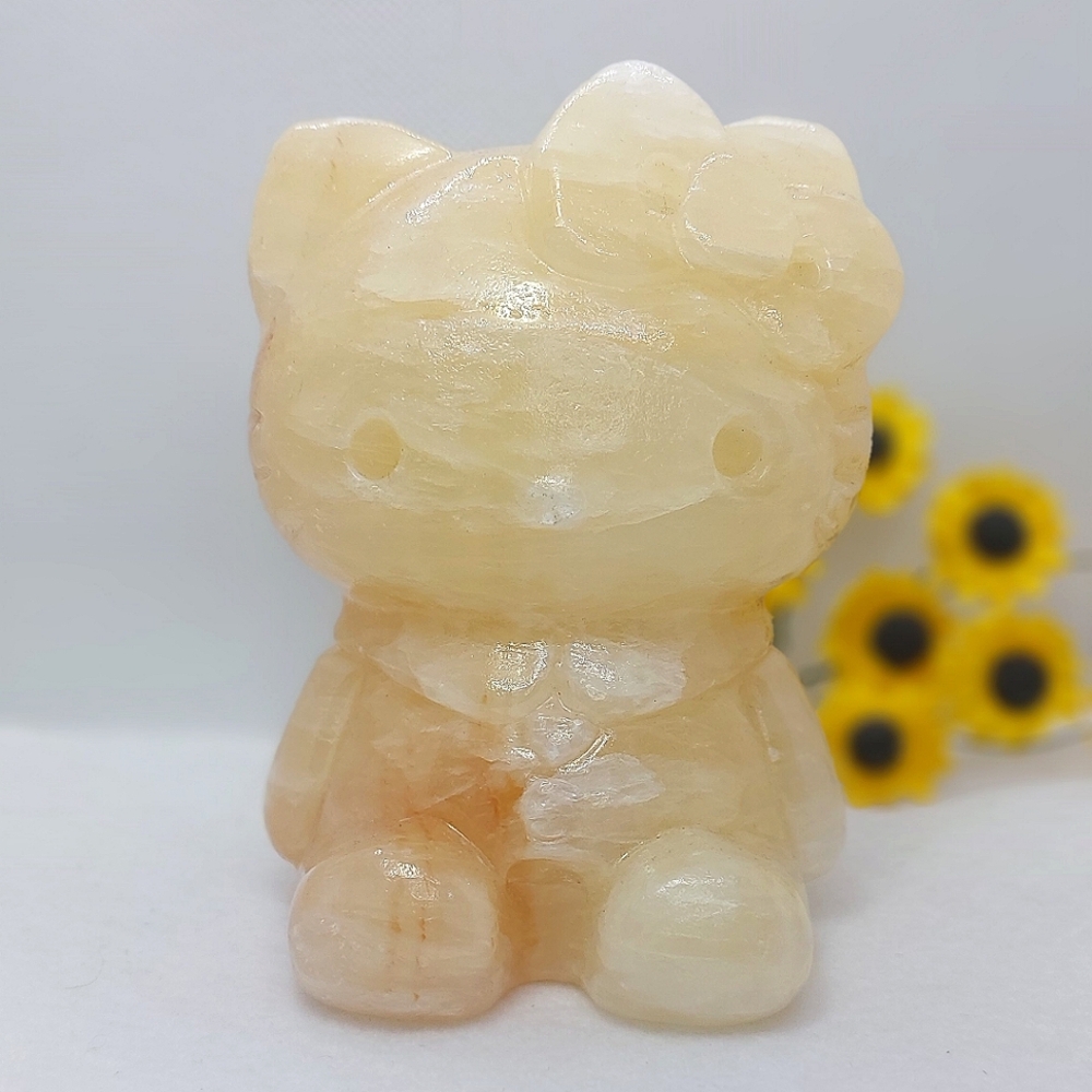 ♡Hello Kitty Honey Calcite 💛 Carving - Picture 2 of 7